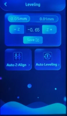 Auto Leveling leveling menu option on the LCD