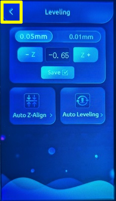 Leveling menu back button on the LCD