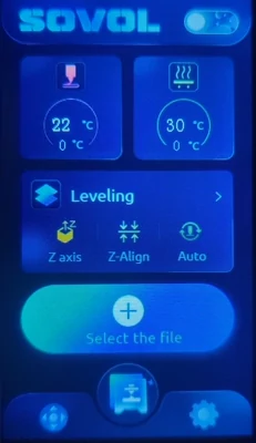 Selecting the Leveling option on the LCD