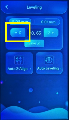 Lowering the Z offset value on the LCD