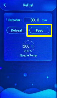 Feed button on the refuel menu on the LCD