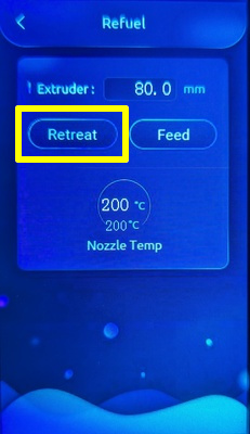 Retreat button on the refuel menu on the LCD
