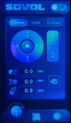Setting Z to 50mm on the LCD