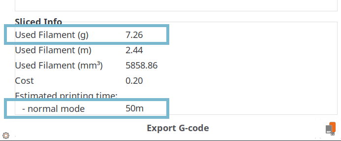 PrusaSlicer estimates for Cali Cat