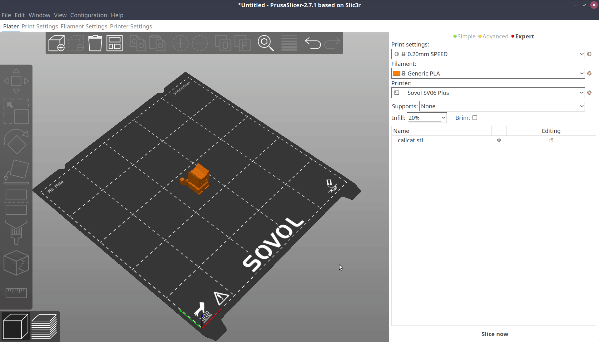 PrusaSlicer slicing model