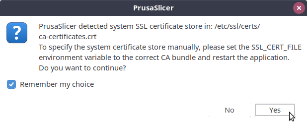 SSL certificates dialog