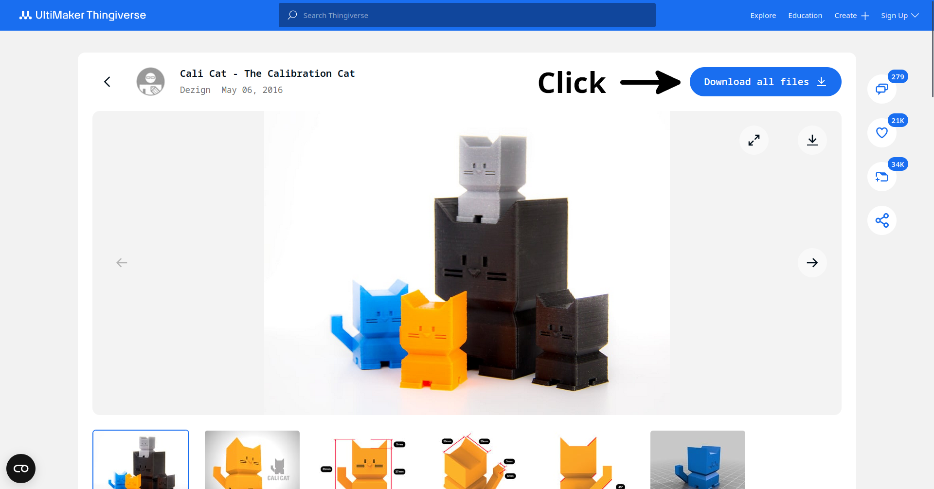 Thingiverse Cali Cat download button