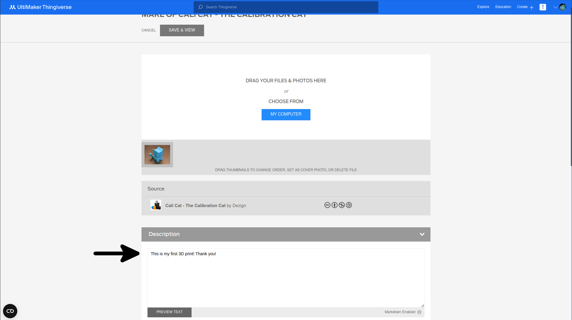 Thingiverse make description