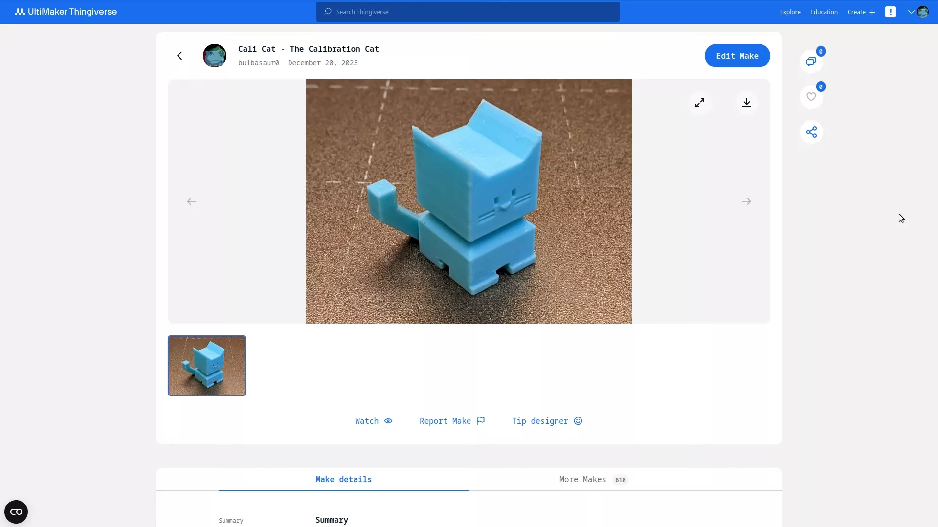 Thingiverse published make